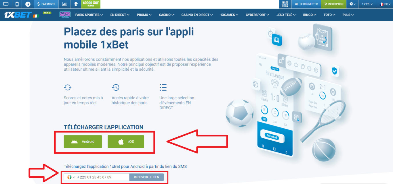 Télécharger 1xBet: utilisation Confortable de l'Application Mobile